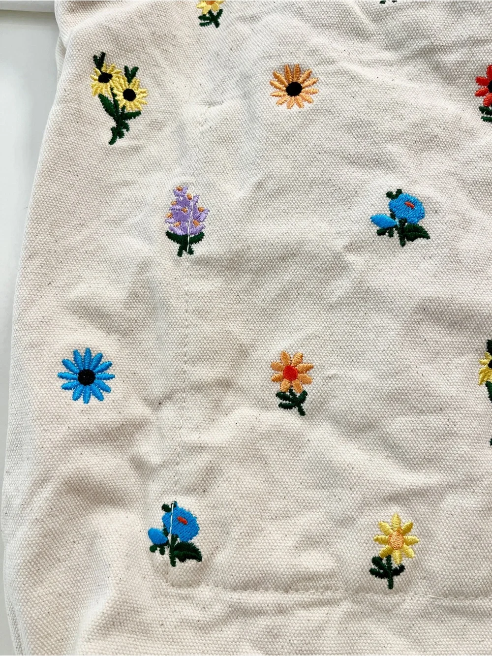 Baggu Vertical Zip Duck Bag in Embroidered Ditsy Floral *discontinued*